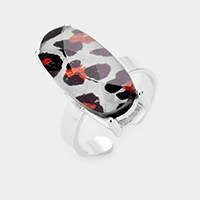 Leopard Pattern Oval Stone Adjustable Ring