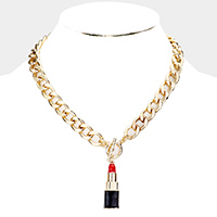 Lipstick Pendant Toggle Necklace