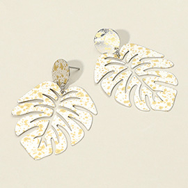 Splash Tropical Leaf Dangle Earrings