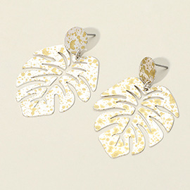 Splash Tropical Leaf Dangle Earrings