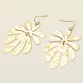 Splash Metal Leaf Link Dangle Earrings