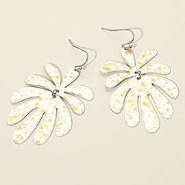 Splash Metal Leaf Link Dangle Earrings