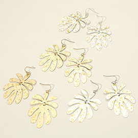 Splash Metal Leaf Link Dangle Earrings