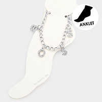 BOSS Rhinestone Embellished Charm Message Anklet