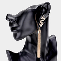 SEXY Accented Long Chain Tassel Message Earrings
