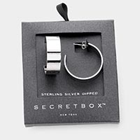 Secret Box _ Sterling Silver Dipped Metal Half Hoop Earrings