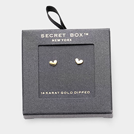 Secret Box _ 14K Gold Dipped Metal Heart Stud Earrings