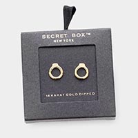Secret Box _ 14K Gold Dipped Open Metal Stud Earrings