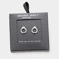 Secret Box _ Sterling Silver Dipped Open Metal Stud Earrings