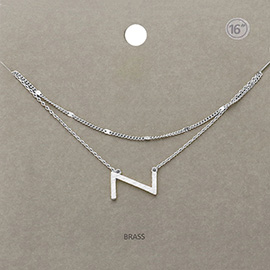 -Z- Monogram Brass Metal Necklace