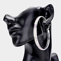 Rhinestone Embellished Metal Hoop Earrings