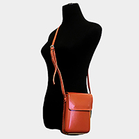 Solid Faux Leather Crossbody Bag