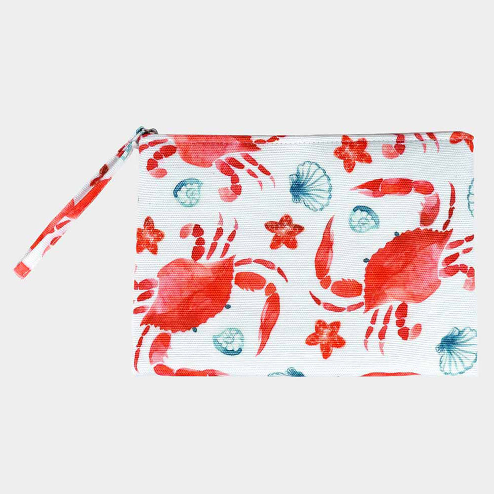 Watercolor Crab Pouch Clutch Bag