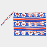 Star Stripe Aztec Pouch Clutch Bag