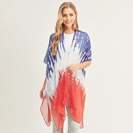 Tie Dye American Flag Kimono Poncho