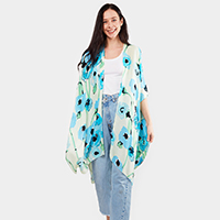 Flower Print Kimono Poncho