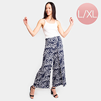 Palm Tree Print Slit Wide Leg Palazzo Pants