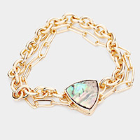 Abalone Triangle Accented Magnetic Bracelet