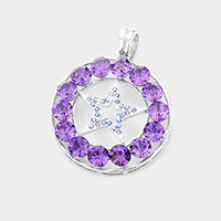 Round Stone Embellished Cut Out Star Pendant