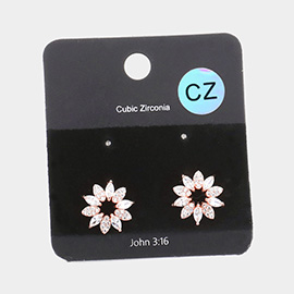 CZ Marquise Stone Flower Stud Earrings