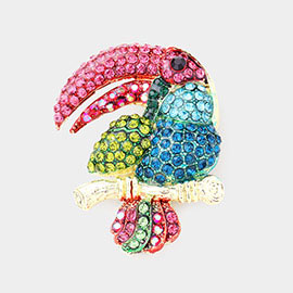 Rhinestone Pave Toucan Pin Brooch