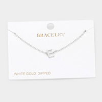 -E- White Gold Dipped Metal Monogram Charm Bracelet