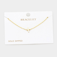 -I- Gold Dipped Metal Monogram Charm Bracelet