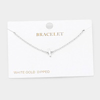 -I- White Gold Dipped Metal Monogram Charm Bracelet