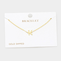 -K- Gold Dipped Metal Monogram Charm Bracelet