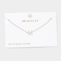-K- White Gold Dipped Metal Monogram Charm Bracelet