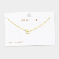 -L- Gold Dipped Metal Monogram Charm Bracelet