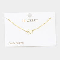 -M- Gold Dipped Metal Monogram Charm Bracelet
