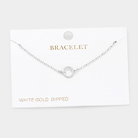-O- White Gold Dipped Metal Monogram Charm Bracelet