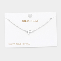 -P- White Gold Dipped Metal Monogram Charm Bracelet