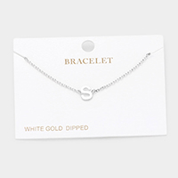 -S- White Gold Dipped Metal Monogram Charm Bracelet