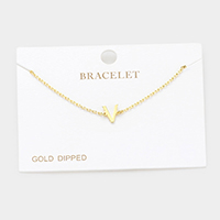 -V- Gold Dipped Metal Monogram Charm Bracelet