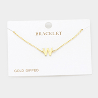 -W- Gold Dipped Metal Monogram Charm Bracelet