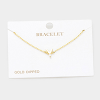 -Y- Gold Dipped Metal Monogram Charm Bracelet