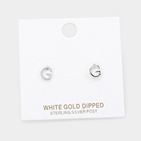 -G- White Gold Dipped Metal Monogram Stud Earrings