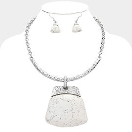Marbled Stone Pendant Necklace