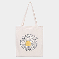 Feel so good Make life better Daisy Flower Print Canvas Eco Bag