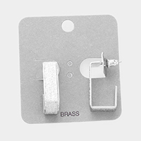 Brass Metal Rectangle Hoop Earrings