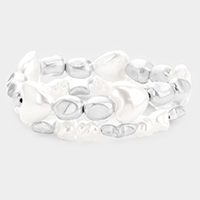 2PCS - Pearl Heart Metal Star Stretch Bracelets