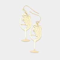 Brass Metal Grape Champagne Dangle Earrings