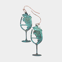 Brass Metal Grape Champagne Dangle Earrings