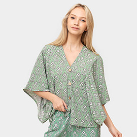 Floral Print Button Down Kimono Poncho