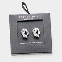 Secret Box _ Sterling Silver Dipped Abstract Metal Stud Earrings