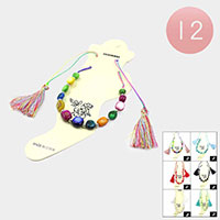 12PCS - Bead Tassel Adjustable Anklets