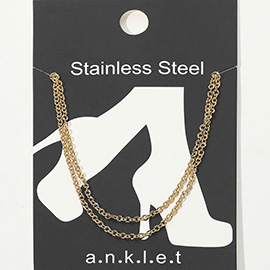Stainless Steel Metal Chain Double Layered Anklet