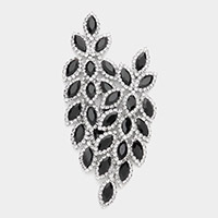 Crystal Stone Leaf Cluster Marquise Evening Earrings